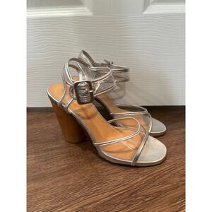 Robert Clergerie Women's Saphir Sandal in Silver Nappa Leather EUR 38